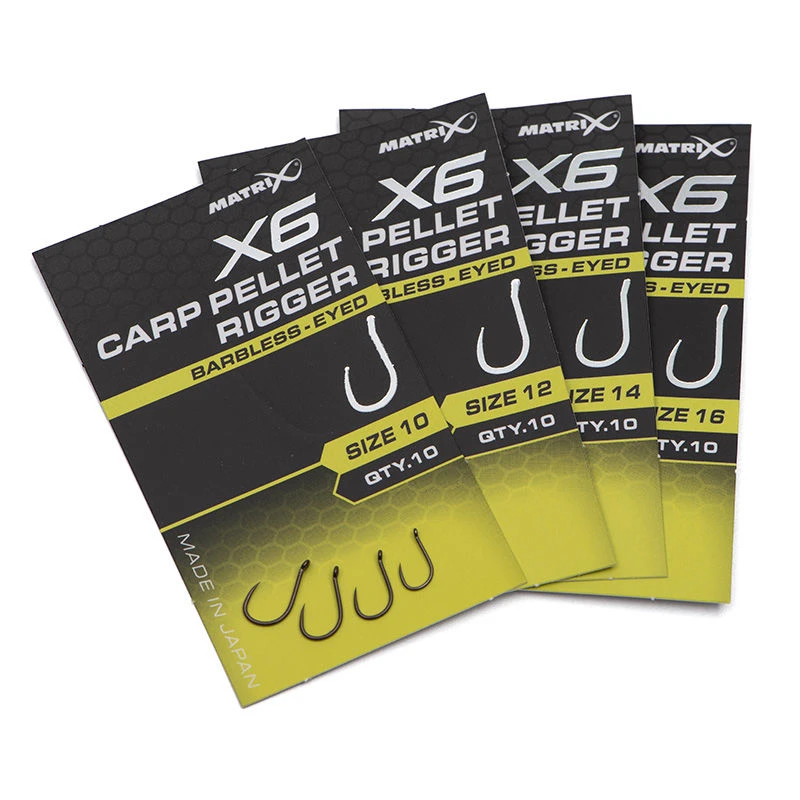 Matrix X6 Carp Pellet Rigger Barbless Eyed Hooks